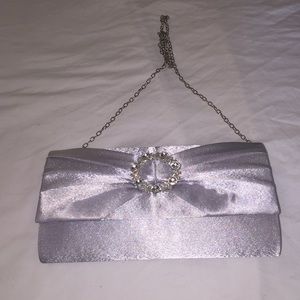 NEW Silver prom clutch handbag detachable chain